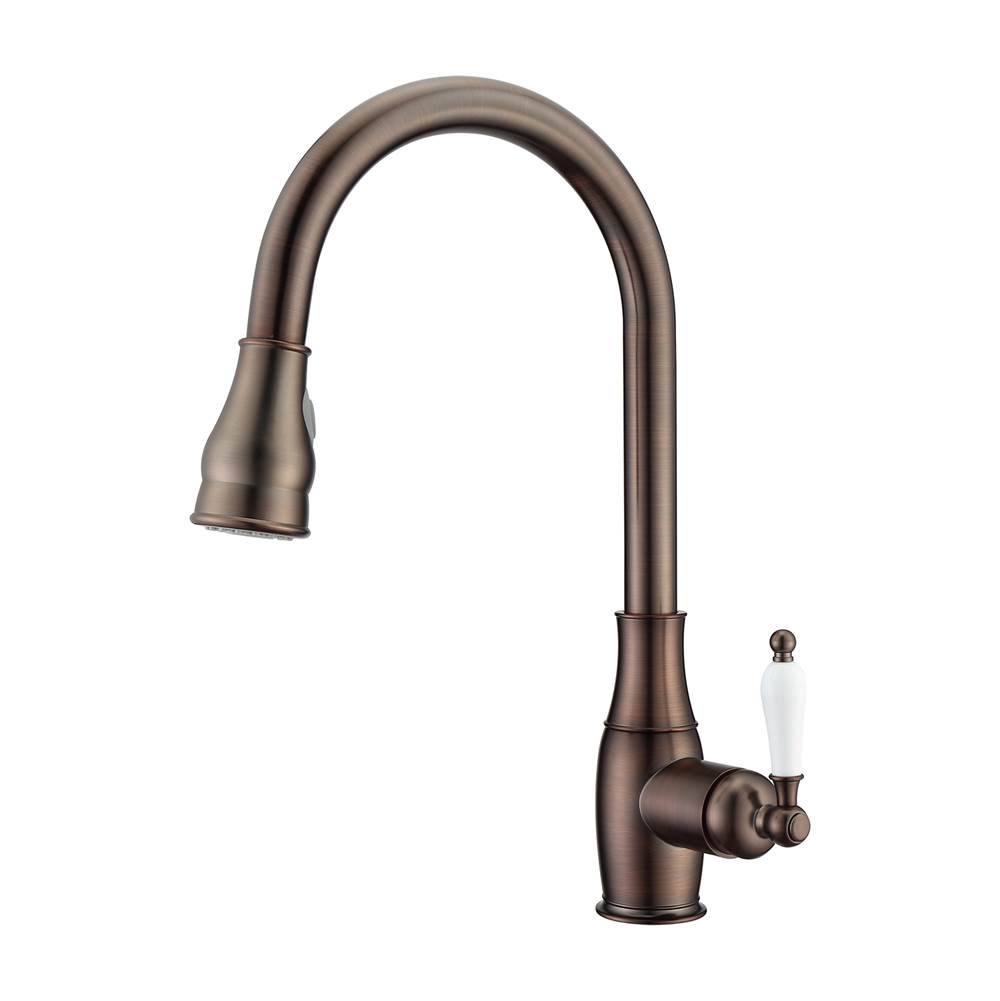 Barclay Caryl Kitchen Faucet,Pull-OutSpray, Porcelain Handles,ORB