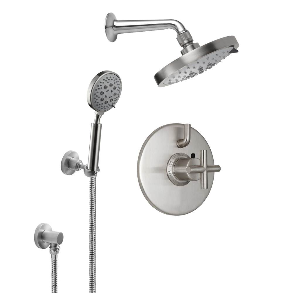 California Faucets Tiburon Styletherm 1/2'' Thermostatic Shower System with Showerhead and Handshower on Hook