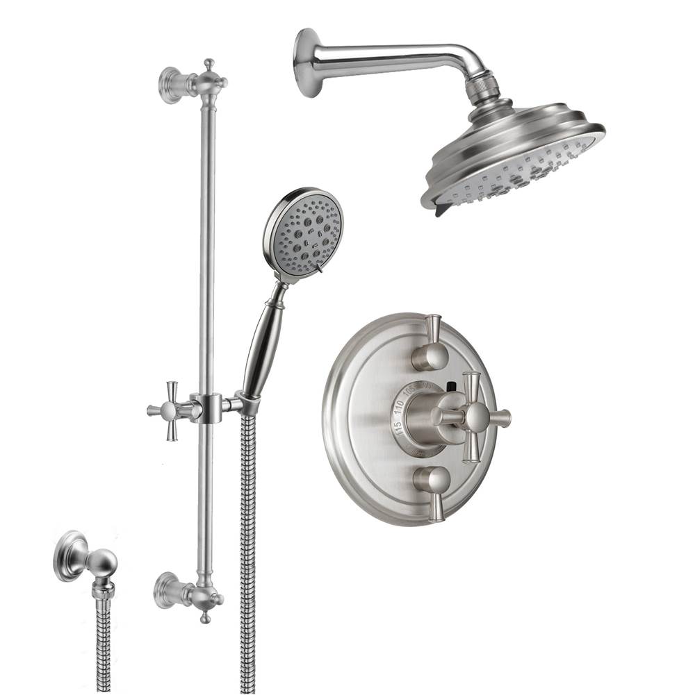 California Faucets Miramar Styletherm 1/2'' Thermostatic Shower System with Showerhead and Handshower on Hook