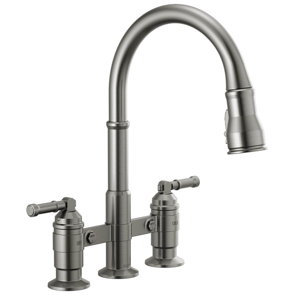 Delta Faucet Broderick™ Two Handle Pull-Down Bridge Kitchen Faucet