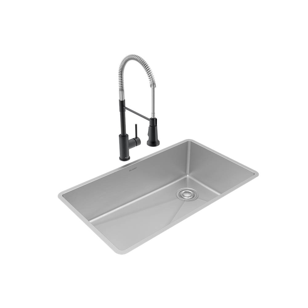 Elkay Crosstown 18 Gauge Stainless Steel 31-1/2'' x 18-1/2'' x 9'', Single Bowl Undermount Sink and Faucet Kit with Drain