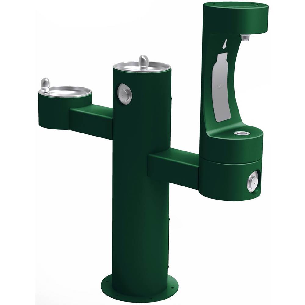 Elkay Outdoor ezH2O Lower Bottle Filling Station Tri-Level Pedestal, Non-Filtered Non-Refrigerated FR Evergreen