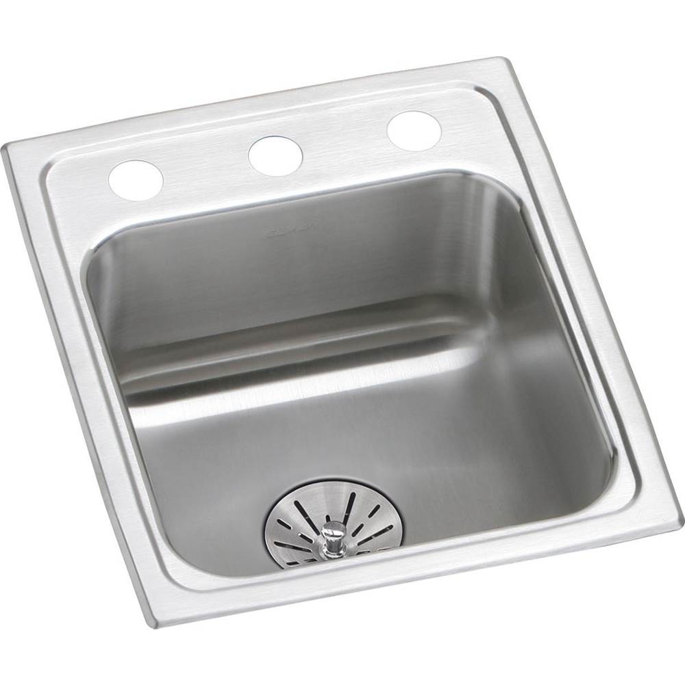 Elkay Lustertone Classic Stainless Steel 15'' x 17-1/2'' x 6-1/2'', 2-Hole Single Bowl Drop-in ADA Sink with Perfect Drain