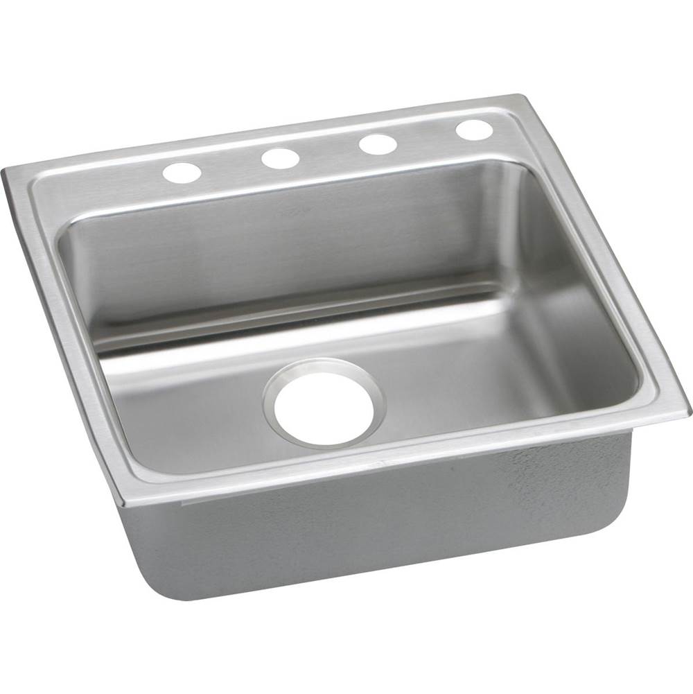 Elkay Lustertone Classic Stainless Steel 22'' x 22'' x 5'', MR2-Hole Single Bowl Drop-in ADA Sink with Quick-clip