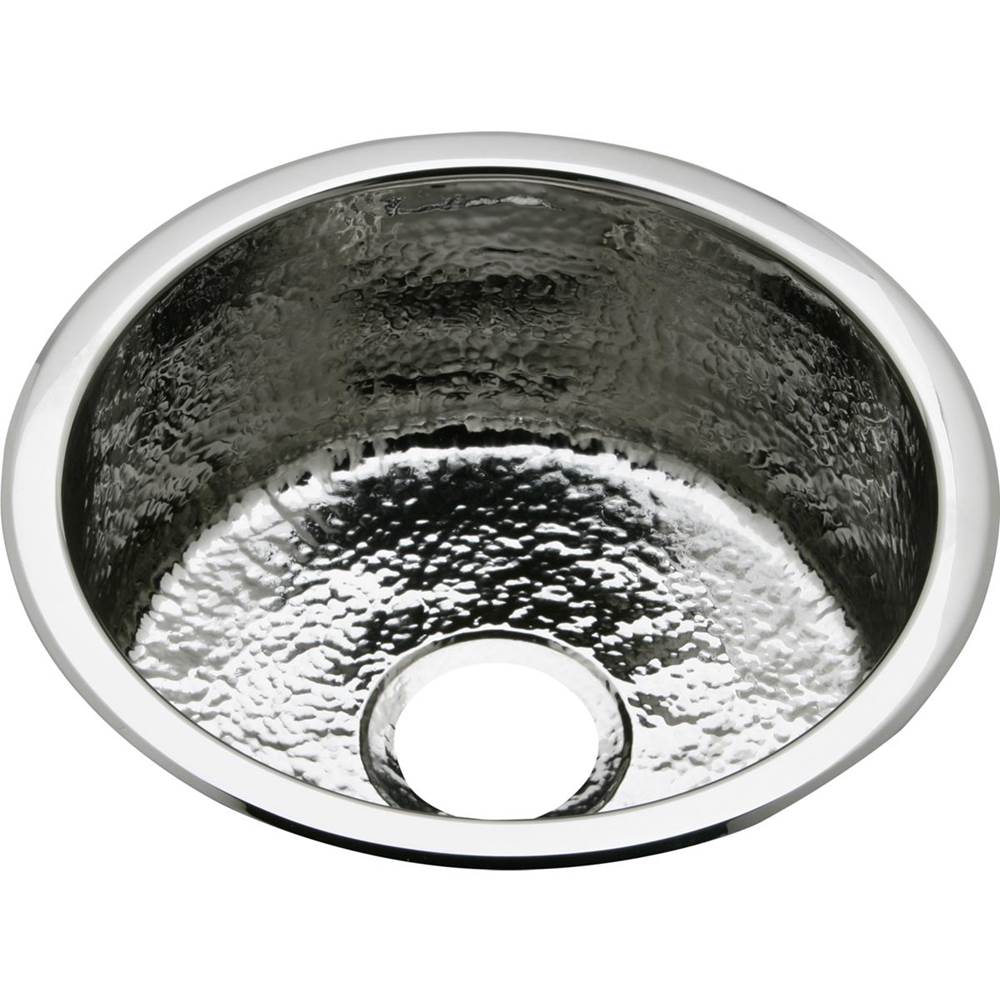 Elkay Stainless Steel 16-3/8'' x 16-3/8'' x 7'', Single Bowl Dual Mount Bar Sink Hammered Mirror