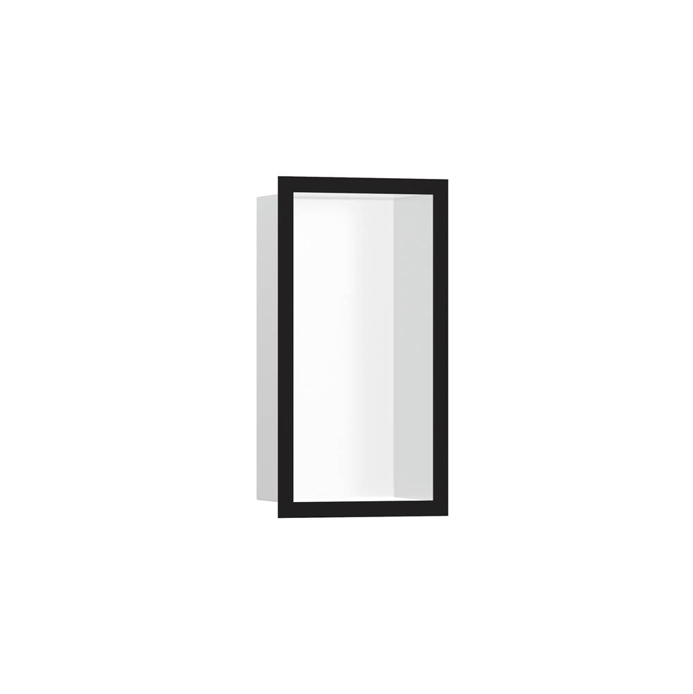 Hansgrohe XtraStoris Individual Wall Niche Matte White with Design Frame 12''x 6''x 4''  in Matte Black