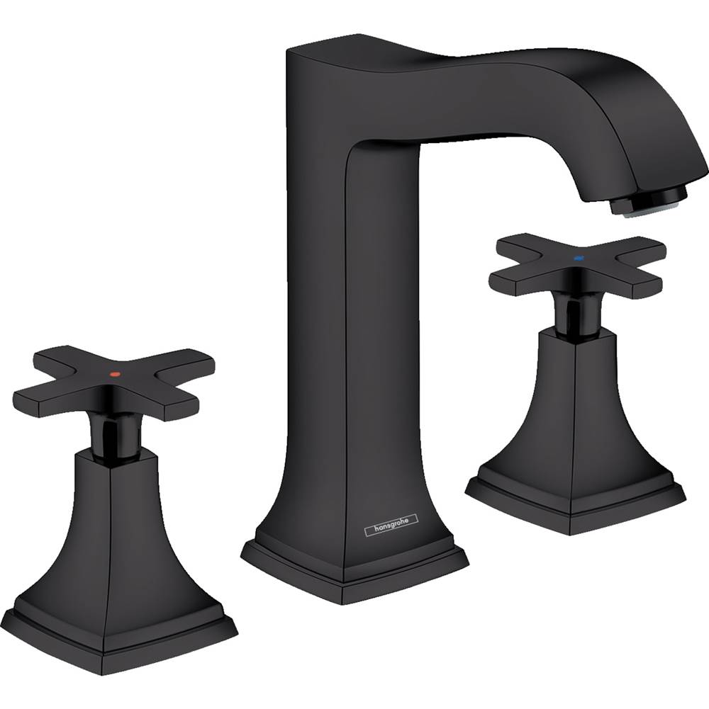 Hansgrohe Metropol Classic Widespread Faucet 160 with Cross Handles and Pop-Up Drain, 1.2 GPM in Matte Black