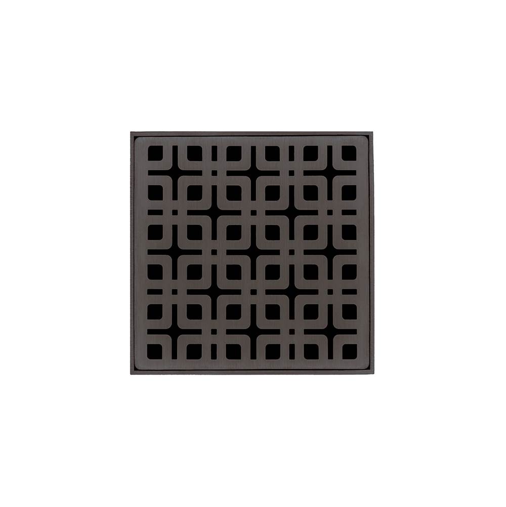 Infinity Drain 4'' x 4'' Strainer with Link Pattern Decorative Plate and 2'' Throat in Oil Rubbed Bronze for KD 4