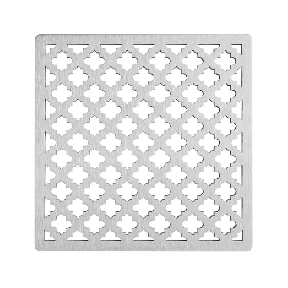 Infinity Drain 5'' x 5'' Moor Pattern Decorative Plate for M 5, MD 5, MDB 5 in Satin Stainless