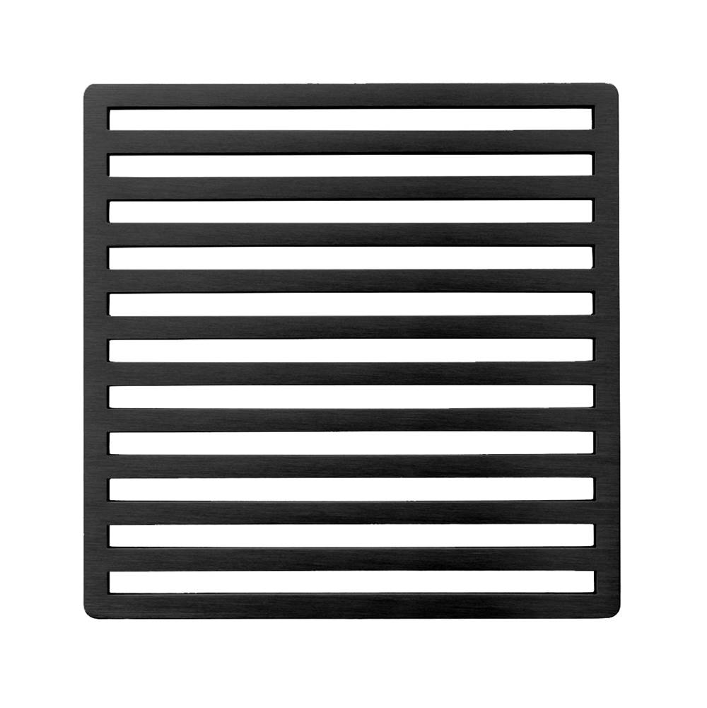 Infinity Drain 4'' x 4'' Lines Pattern Decorative Plate for N 4, ND 4, NDB 4 in Matte Black