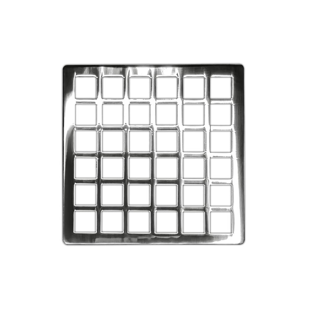 Infinity Drain 4'' x 4'' Squares Pattern Decorative Plate for Q 4, QD 4, QDB 4 in Polished Stainless