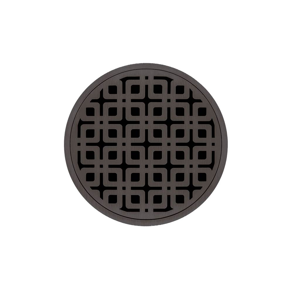 Infinity Drain 5'' Round Strainer with Link Pattern Decorative Plate and 2'' Throat in Oil Rubbed Bronze for RKD 5