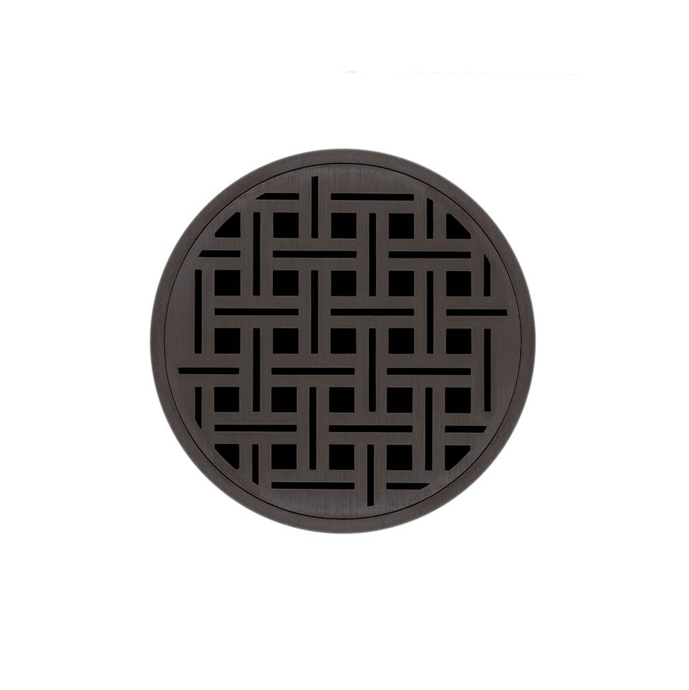 Infinity Drain 5'' Round RVD 5 Complete Kit with Weave Pattern Decorative Plate in Oil Rubbed Bronze with ABS Drain Body, 2'' Outlet