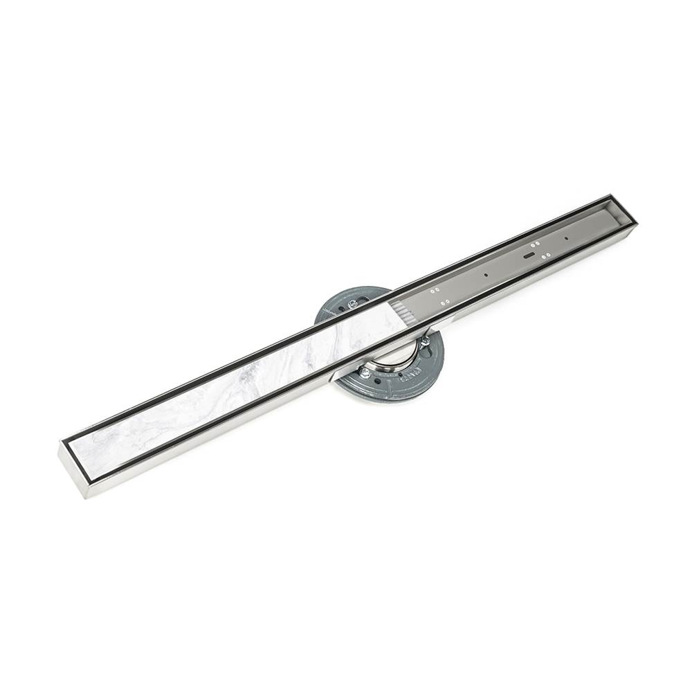 Infinity Drain 48'' S-Stainless Steel Series High Flow Complete Kit with Tile Insert Frame in Satin Stainless with ABS Drain Body, 3'' Outlet