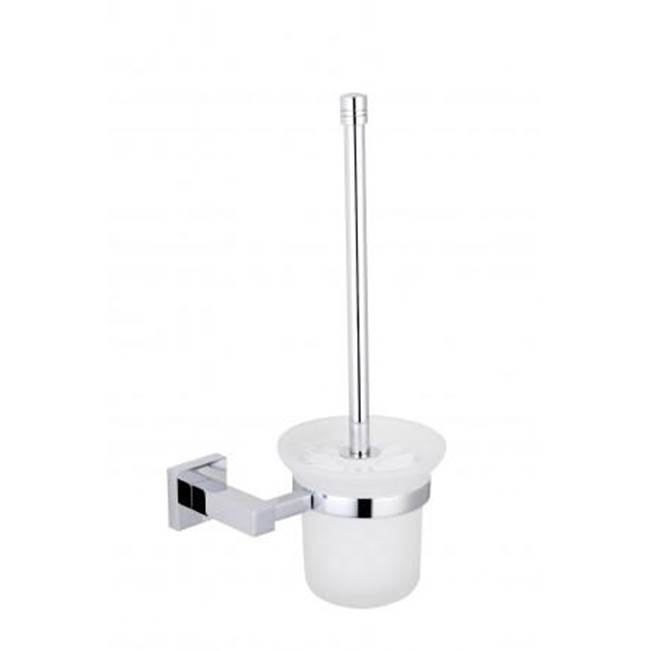 Kartners LONDON - Wall Mounted Toilet Brush Set with Frosted Glass-Brushed Brass