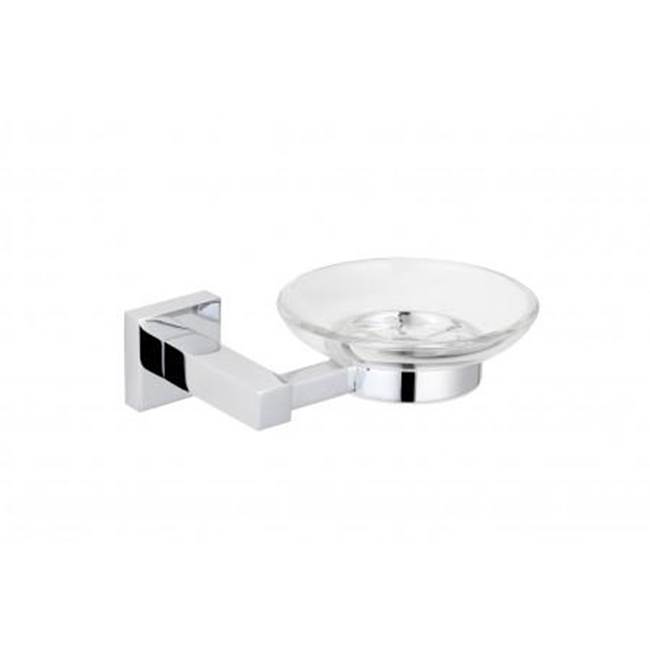 Kartners LONDON - Wall Mounted Soap Dish with Chrome Glass-Glossy White