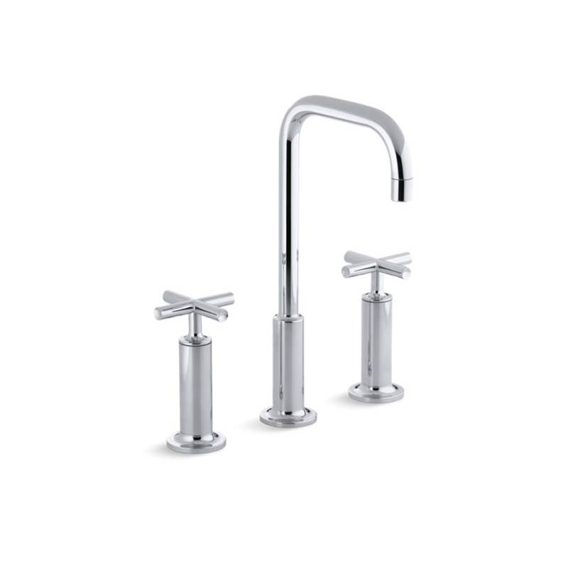 Kohler Purist® Widespread bathroom sink faucet with high cross handles and high gooseneck spout