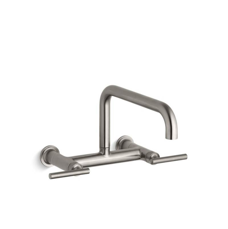 Kohler Purist® two-hole wall-mount bridge kitchen sink faucet with 13-7/8'' spout