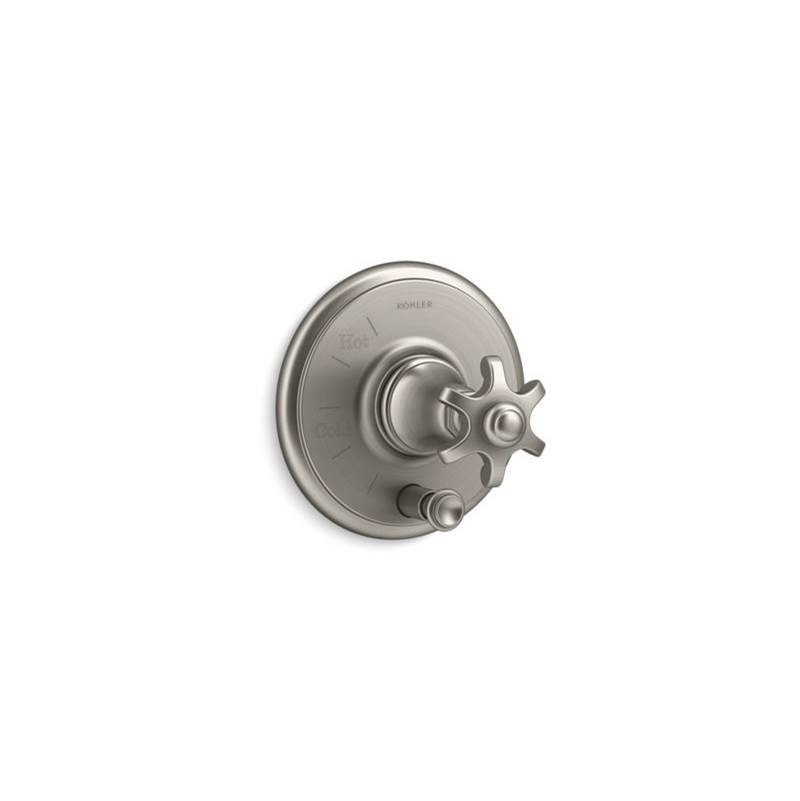 Kohler Artifacts® Rite-Temp(R) pressure-balancing valve trim with push-button diverter and prong handle