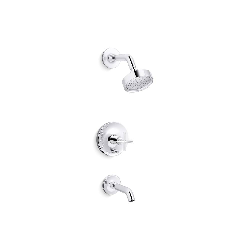 Kohler Purist Rite-Temp Bath And Shower Trim Kit With Push-Button Diverter And Cross Handle 1.75 GPM
