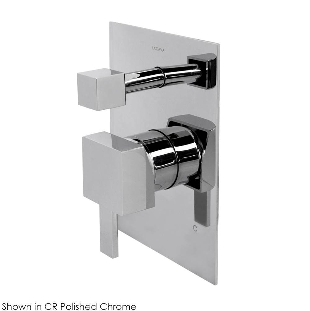 Lacava TRIM ONLY - Built-in pressure balancing mixer with 2-way diverter, lever handle and squared backplate. Water flow rate: 4.67 gpm at 60 psi.