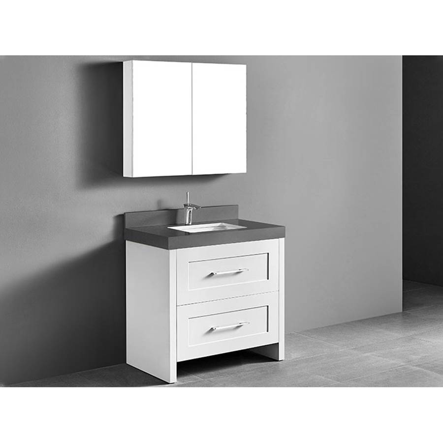 Madeli Retro 36''. White, Free Standing Cabinet, Polished Nickel Handles (X2), 35-5/8''X 22''X33''
