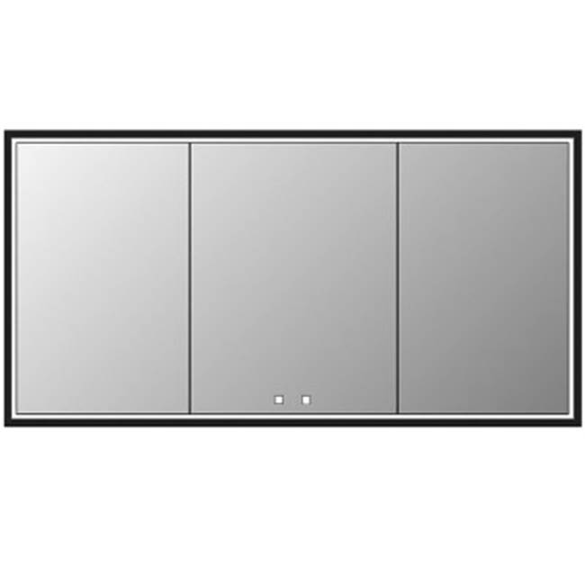 Madeli Illusion Lighted Mirrored Cabinet , 72X36''-24L/24L/24R-Recessed Mount, Brus. Nickel Frame-Lumen Touch+, Dimmer-Defogger-2700/4000 Kelvin