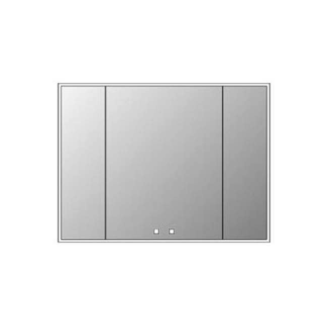 Madeli Vanguard Lighted Mirrored Cabinet , 47X35''-12L/24L/12R-Surface Mount, Matte Black Side Kit - Lumen Touch+, Dimmer-Defogger-2700/4000 Kelvin