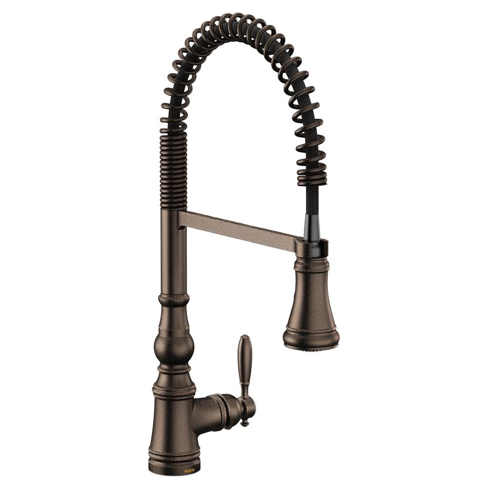 Moen Weymouth One Handle Pre-Rinse Spring Pulldown Kitchen Faucet with Power Boost, Oil Rubbed Bronze