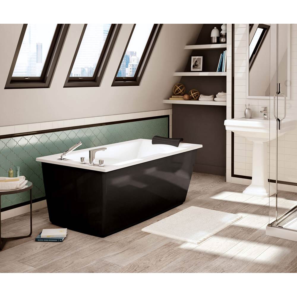Maax Optik 6032 F Acrylic Freestanding End Drain Aerofeel Bathtub in White with Black Skirt