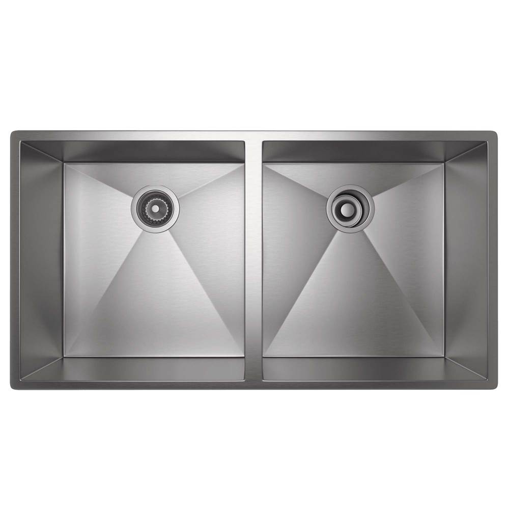 Rohl Forze™ 35'' Double Bowl Stainless Steel Kitchen Sink