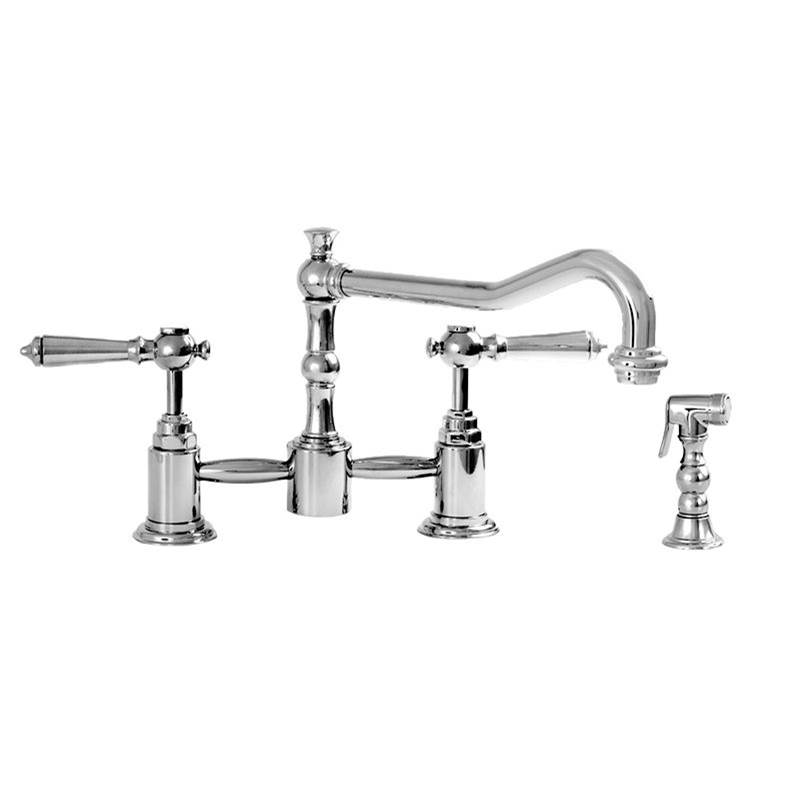 Sigma Pillar Style Kitchen Faucet With Handspray & Ascot Uncoated Polished Brass .33