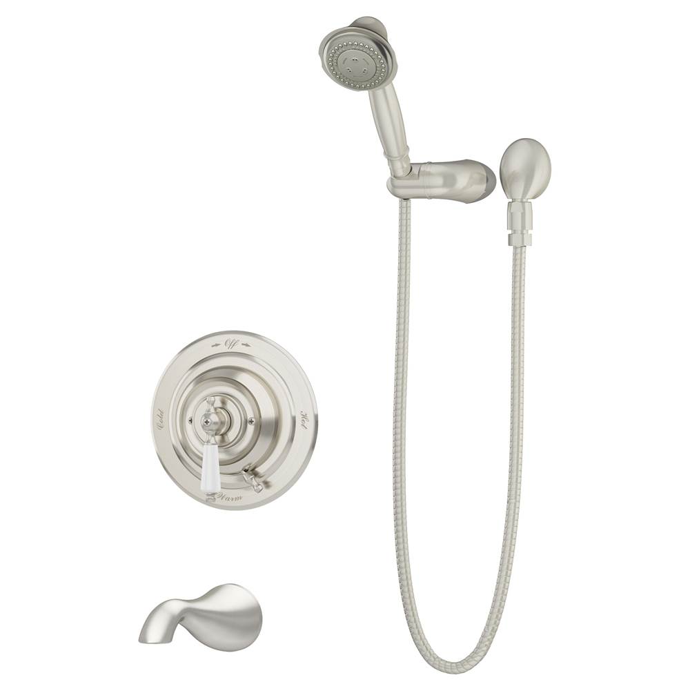 Symmons Carrington Single Handle 3-Spray Tub and Hand Shower Trim in Satin Nickel - 1.5 GPM (Valve Not Included)