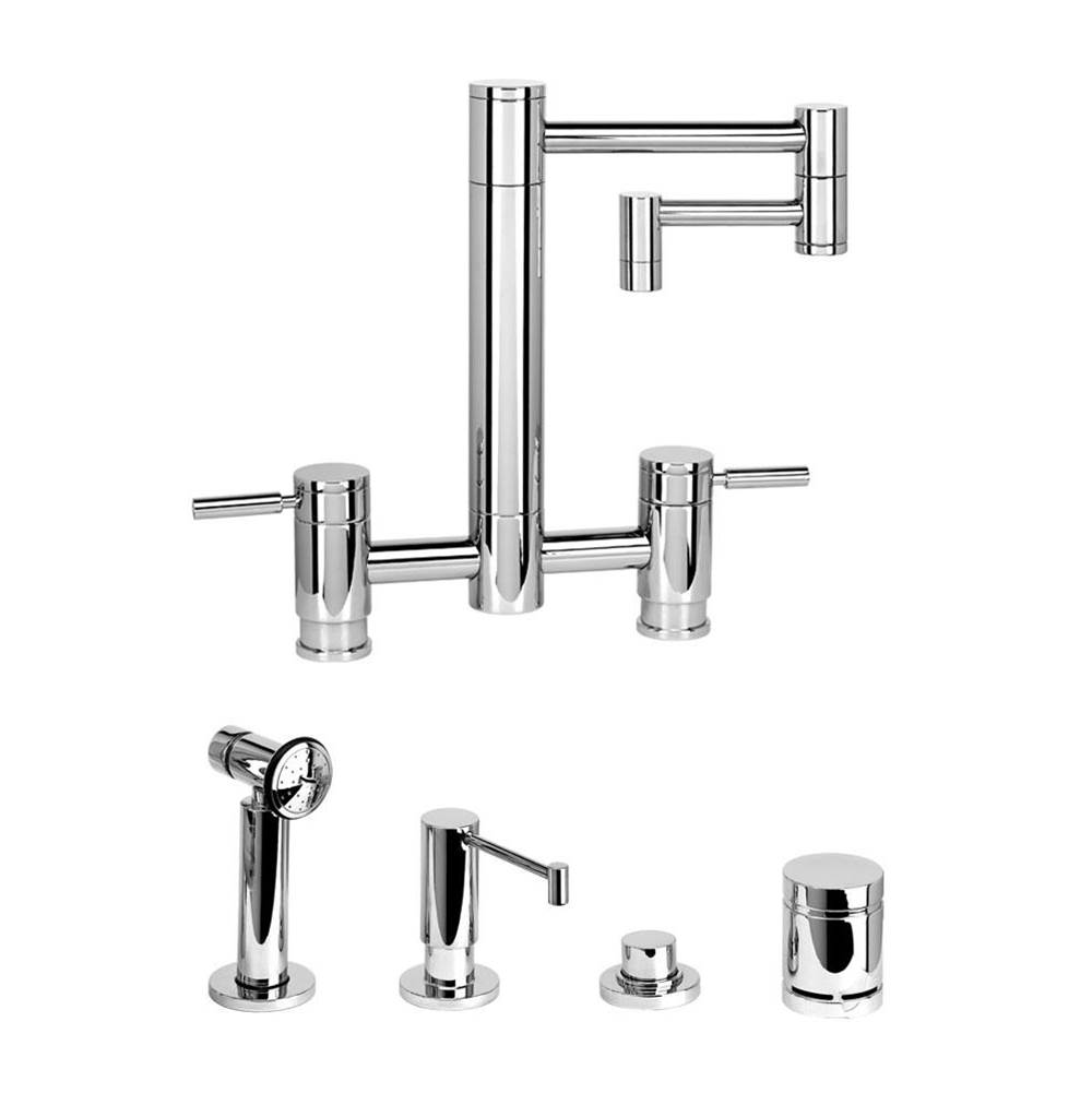 Waterstone Waterstone Hunley Bridge Faucet - 12'' Articulated Spout - 4pc. Suite